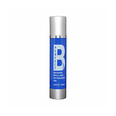 Dermaconcepts Perfect B3 Niacinamide topical spray bottle for problematic skin, with clear label and spray nozzle visible.