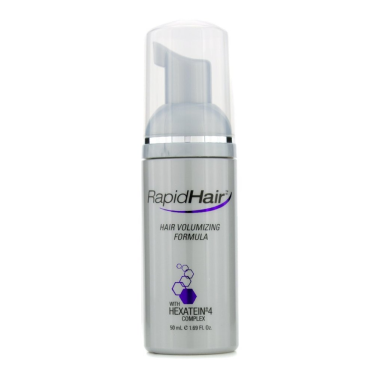 Bottle of Dermaconcepts RapidHair Hair Volumizing Formula with pump dispenser, designed to boost hair volume and fullness.