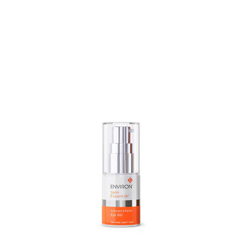 Environ Antioxidant & Peptide Eye Gel in a 15ml jar showing the gel texture and branding on the packaging.