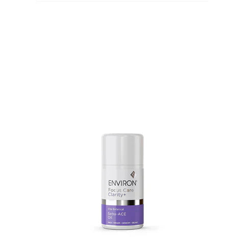 Environ Vita-Botanical Sebu-ACE Oil in a 60ml bottle, featuring a clear dropper cap and golden-colored oil for skin nourishment.